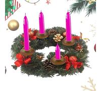 Dubbulon Christmas Candle Wreaths - Red Berry And Pinecone Christmas Candle Wreath | Advent Wreath Candle Holder For Christmas | Ribbon Christmas Wreath Advent Candle Rings Holder Table Centerpiece