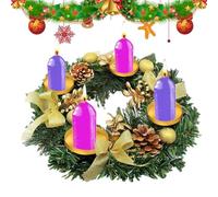 Dubbulon Christmas Candle Wreaths - Red Berry And Pinecone Christmas Candle Wreath | Advent Wreath Candle Holder For Christmas | Ribbon Christmas Wreath Advent Candle Rings Holder Table Centerpiece
