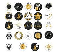 Dubbulon Christmas Stickers - 1-24 Stickers, Christmas Number Sticker | Bags Decoration, Candy Boxes Sealing Stickers | Crafts Sealing Decoration | 1/6 Sheets