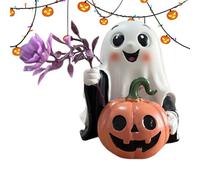 Dubbulon Ghost Decorations | Ghost Sculpture with Pumpkin,Resin Halloween Statue for Porch Kitchen Mantel Fireplace Living Room Table Home Bookshelf Garden Outdoor