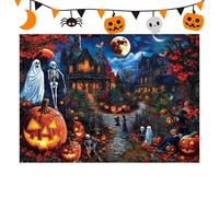 Dubbulon Halloween Jigsaw Puzzles, Haunted House Puzzle, Brain Teaser Board Game for Indoor Leisure Family Activity Holiday Autumn Decoration