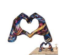 Dubbulon Heart Hands Sculpture - Love Finger Statue | Colorful Graffiti Love Gesture Ornament | Aesthetic Novelty Heart Statue Ornament | Love Statue Wedding Ornaments Living Room Desk Accessories