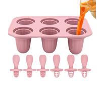Dubbulon Ice Pop Molds, 6 Grid Kids Pop Maker Mold Freezer Trays, Ice Cream Stick Moulds Easy Release Reusable for Lollipop Chocolate Fruit Pudding