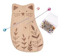 Dubbulon Magnetic Needle Minder - Cute Magnetic Wooden Pincushion,Multi-Purpose Pincushion with 100 Pins, Cartoon Paper Clip Organizer for Quilting Dressmaking Tailoring Crafting