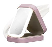 Dubbulon Makeup Case With Lighted Mirror | Portable LED Cosmetic Holder Makeup Organizer With Mirror - Dustproof Storage Box with Handle For Outing Trip Tour Travel