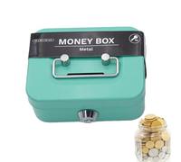 Dubbulon Money Box With Key - Lockable Small Metal Cash Box | Portable Money Tin With 2 Keys | Metal Cash Box Safe Lock Box Money Bank | Metal Cash Box For Perfect Secure Storage For Loose