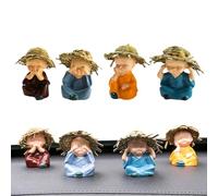 Dubbulon Small Buddha Figurines, Collectibles Crafts Miniature Buddha Monk Sculpture Car Decorations - Funny Little Buddha Car Dashboard Ornament For Home Car Offices