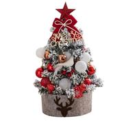 Dubbulon Small Christmas Tree - 17.72inches Built-in Lighting Desktop Christmas Tree | Flocking Ornaments Centerpiece Decorations for Winter Holiday Table Porch Window Door Mantel