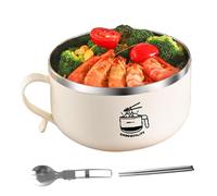 Dubbulon Stainless Steel Ramen Bowl-304 Stainless Steel Instant Noodles Bowl With Lids | 1000ml Large Instant Noodle Bowl With Chopstick,Spoon | Soup Bowls With Lids For Ramen,Salad,Fruit,Oatmeal