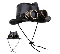 Dubbulon Steampunk Top Hats for Men - Casual Sunproof Hats | Costume Accessories with Goggles Decor for Party Festival Event Cosplay Fashion Shows Masquerade