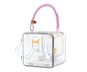 Dubbulon Travel Bird Cage,Transparent Portable Breathable Parrot Cage - Small Parakeet Carrier,for Outdoor Parakeet Conure Canary Budgies Cockatiels Lovebirds Hamsters Flying Squirrel