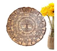 Dubbulon Wheel Of The Year Wood Sign - Pagan Witch Sign | Vintage Handmade Celestial Sign For Wiccan Holidays | Wooden Round Ornament | Wooden Altar Celestial Sign, Decor Holdes