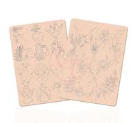 DuBeauty 2pcs Double Side Printing Tiny Tattoo Practice Skin Pink Silicone Soft Mini Tattoo Practice Pad for Tatoo Artist Beginners (2pcs)
