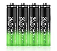 DUBEI 3.7V 5800mAh High Capacity Batteries Rechargeable Lithium Battery for LED Flashlight Headlamp Electronic Devices, 4 Pcs