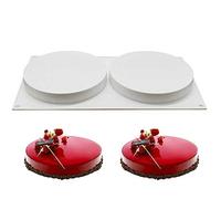 Dubens 2 Holes Round Silicone Chocolate Cake Decorating Mould for Baking Mould Flat Cylinder Shape Dessert Mousse Pastry Baking Moulds Tools