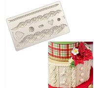 DUBENS 3D Knitting Sweater Fabric Lace Mat Embossed Pad Border Texture Silicone Mould Christmas Cake Border Fondant Moulds Decorating Tools Chocolate Gumpaste Moulds