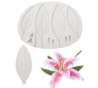 DUBENS Flower fondant mould, lily leaves, cake decorating, silicone moulds for cupcake toppers, mousse, sweets, chocolate, flower paste, dough, rubber, epoxy resin moulds