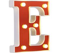 DUBENS Illuminated Number Letter LED Light, Creative Night Lights, LED Illuminated English Letters, Alphabet Numbers Lamp, Red Decoration Lights, Battery Operated (E)