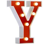 DUBENS Illuminated Number Letter LED Light, Creative Night Lights, LED Illuminated English Letters, Alphabet Numbers Lamp, Red Decoration Lights, Battery Operated (Y)