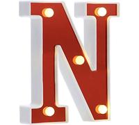 DUBENS Illuminated number letter LED light, creative night lights, LED illumination English letters, alphabet numbers lamp, red decoration lights, battery operated (N)