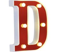 DUBENS Illuminated number letter LED light, creative night lights, LED illumination English letters, alphabet numbers lamp, red decoration lights, battery operated (D)