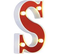 DUBENS Illuminated Number Letter LED Light, Creative Night Lights, LED Lighting English Letters, Alphabet Numbers Lamp, Red Decoration Lights, Battery Operated (S)