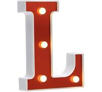 DUBENS Illuminated Number Letter LED Light, Creative Night Lights, LED Lighting English Letters, Alphabet Numbers Lamp, Red Decoration Lights, Battery Operated (L)