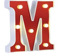 DUBENS Illuminated Number Letter LED Light, Creative Night Lights, LED Lighting English Letters, Alphabet Numbers Lamp, Red Decoration Lights, Battery Operated (M)