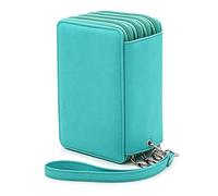 Dubens Large Polyurethane Leather Pencil Case for 72 Pencils, Make-Up Case, Stationary Pouch, Cosmetics Case, Organiser, for Prismacolour Pencils, Watercolour Pencils Green