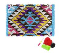 DUBENS Latch Rug to Latch Yourself Latch Sets, DIY 3D Carpet Knotting Set for Adults, Unfinished Crochet Rug Set with Pre-Print, Handmade Rug for Beginners (75 cm x 55 cm, D)