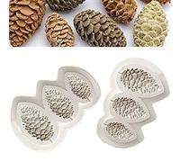 DUBENS Pack of 2 Pine Cones Cake Fondant Mould, Pine Cones Silicone Chocolate Candy Mould Gum Paste Sugar Craft DIY Cake Cupcake Decorating Tool Polymer Clay Mould