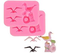 DUBENS Set of 2 Sea Bird Seagull Small Bird Design Resin Food Grade Silicone Moulds Fondant Moulds for DIY Cake Decoration Jewellery Sugar Craft Decorating Clay Making