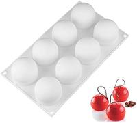 DUBENS Silicone Round Ball Baking Mould - 8 Cavity Set, White, 29.6 x 17.4 cm, 4.5 cm Single Ball