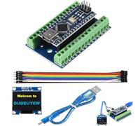 DUBEUYEW Nano Module Soldered Nano Board CH340 Chip 5V 16MHz for Arduino with a Breakout Board + One Micro USB Cable + oen 0.96" 128x64 12864 Pixel OLED LCD Display