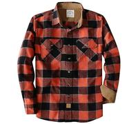 Dubinik® 6 oz Flannel Shirt for Men Long Sleeve Button Down Shirts Plaid All Cotton Soft Brushed Utility Casual Blaze Orange Black S