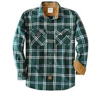 Dubinik® 6 oz Flannel Shirt for Men Long Sleeve Button Down Shirts Plaid All Cotton Soft Brushed Utility Casual Hunter Green M