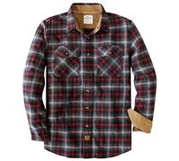 Dubinik® 6 oz Flannel Shirt for Men Long Sleeve Button Down Shirts Plaid All Cotton Soft Brushed Utility Casual Red Black M
