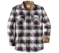 Dubinik® 6 oz Flannel Shirt for Men Long Sleeve Button Down Shirts Plaid All Cotton Soft Brushed Utility Casual Navy Blue Khaki XL