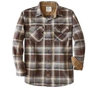 Dubinik® 6 oz Flannel Shirt for Men Long Sleeve Button Down Shirts Plaid All Cotton Soft Brushed Utility Casual Tan Beige XL