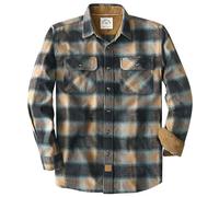 Dubinik® 6 oz Flannel Shirt for Men Long Sleeve Button Down Shirts Plaid All Cotton Soft Brushed Utility Casual Cream Brown Dark Grey XL Tall