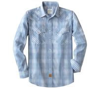 Dubinik® 6 oz Flannel Shirt for Men Pearl Snap Western Cowboy Long Sleeve