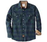 Dubinik® 6 oz Flannel Shirt for Men Western Pearl Snap Shirts Long Sleeve Casual Cozy Vintage Cowboy Plaid Soft Pure Cotton Light Green and Blue L