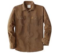 Dubinik® 8.3 oz Heavyweight Mens Corduroy Shirt Jacket Casual Work Snap Button Long Sleeve Vintage Regular Fit 2 Pockets Brown L