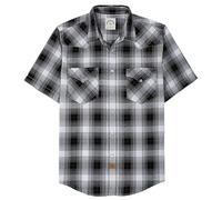 Dubinik® Bamboo Fiber Mens Shirts Short Sleeve Plaid Shirt Men Western Cowboy Pearl Snap Vintage Casual Plaid Shirts for Men