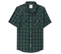 Dubinik® Bamboo Fiber Mens Shirts Short Sleeve Plaid Shirt Men Western Cowboy Pearl Snap Vintage Casual Plaid Shirts for Men
