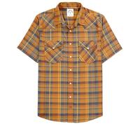 Dubinik® Bamboo Viscose Mens Short Sleeve Plaid Shirt Western Cowboy Pearl Snap Casual Shirt for Men