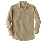 Dubinik® Chambray Shirt Men Cotton Mens Button Up Shirts Long Sleeve Casual Work with 2 Pockets Regular Fit Khaki