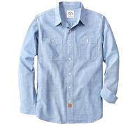 Dubinik® Chambray Shirt Men Cotton Mens Button Up Shirts Long Sleeve Casual Work with 2 Pockets Regular Fit Sky Blue