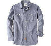 Dubinik® Chambray Shirt Men Cotton Mens Button Up Shirts Long Sleeve Casual Work with 2 Pockets Regular Fit Gray