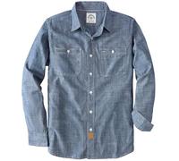 Dubinik® Chambray Shirt Men Cotton Mens Button Up Shirts Long Sleeve Casual Work with 2 Pockets Regular Fit Denim Blue